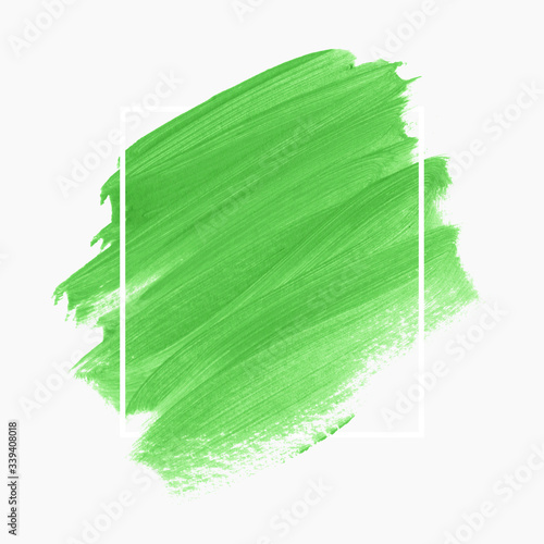 Brush stroke paint background vector. Perfect fresh green paint design for logo, sale banner or headline.