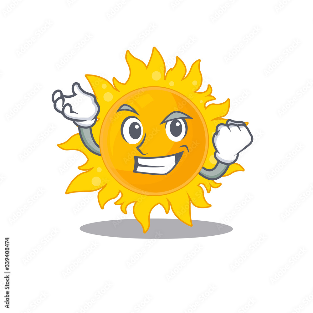 A dazzling summer sun mascot design concept with happy face