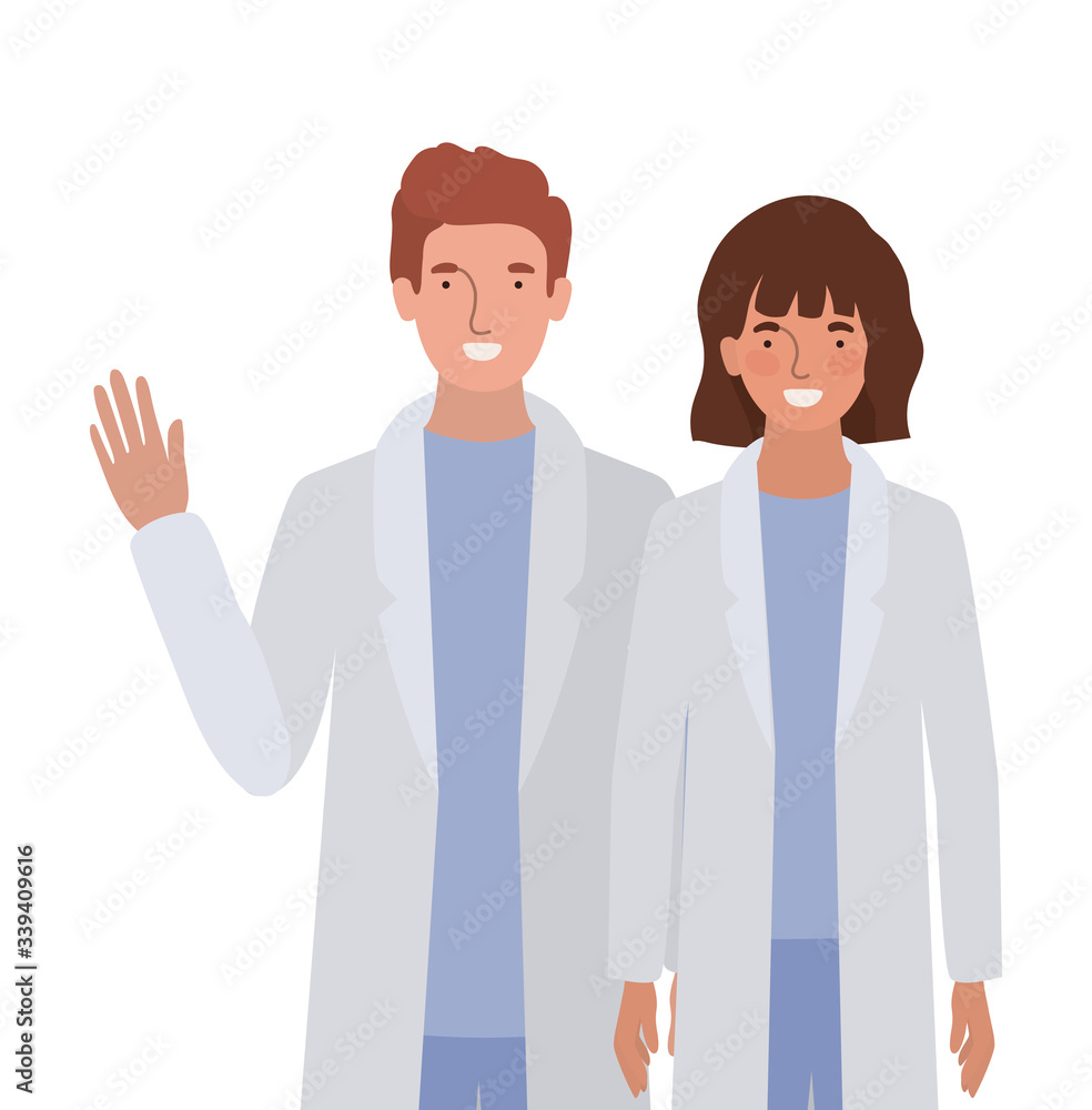 Man and woman doctor with uniforms vector design Man and woman doctor with uniforms vector design