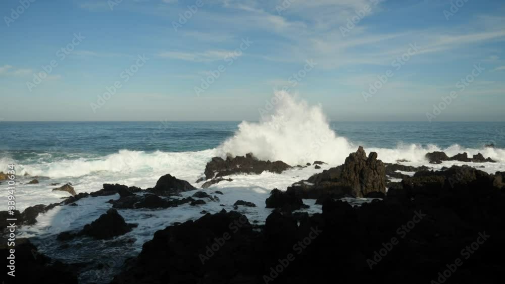 Big waves crashing on rocks on the coast of Tenerife Big waves crashing on rocks on the coast of Tenerife