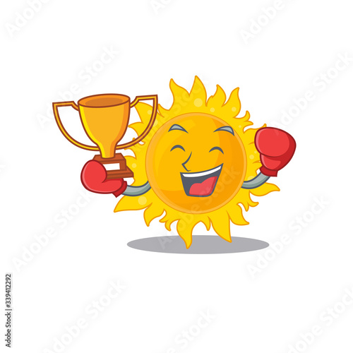 An elegant boxing winner of summer sun mascot design style