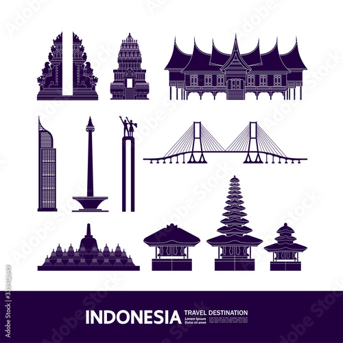 Indonesia travel destination grand vector illustration. 