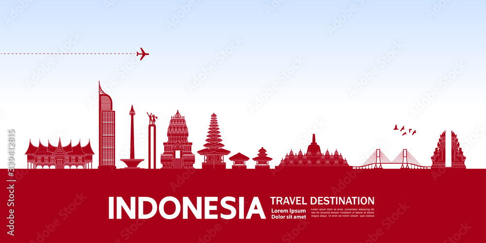 Indonesia travel destination grand vector illustration. Indonesia travel destination grand vector illustration.