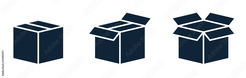 Set of shipping, delivery box or container icons. Set of shipping, delivery box or container icons.