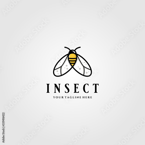 Fototapeta Naklejka Na Ścianę i Meble -  Little Insect Flies or bee logo vector illustration design