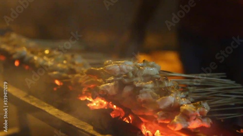 Smoky Grilling Satay Skewered Chicken Sate Taichan photo
