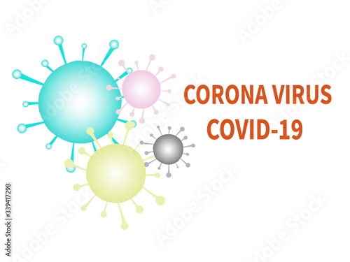 Coronavirus or covid-19 cell in vector design on white background. 2019-ncov virus wuhan China outbreak over the world so dangerous than flu, sars and flu bird. Virology, medical and health concept.