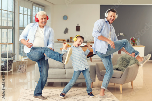 Man with his father and son...
