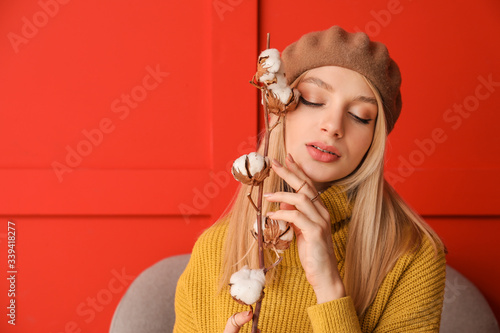 Young woman with cotton flo...