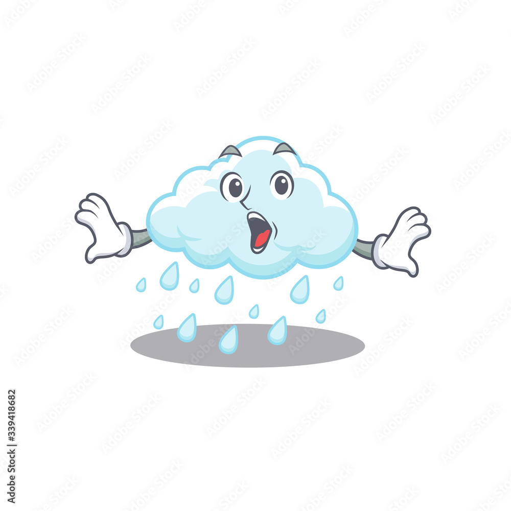 Cartoon design style of cloudy rainy has a surprised gesture Cartoon design style of cloudy rainy has a surprised gesture