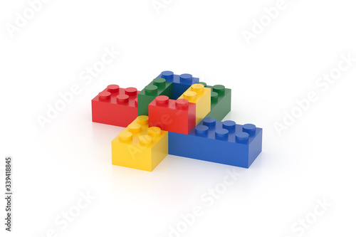 Business partnership concept make of building blocks