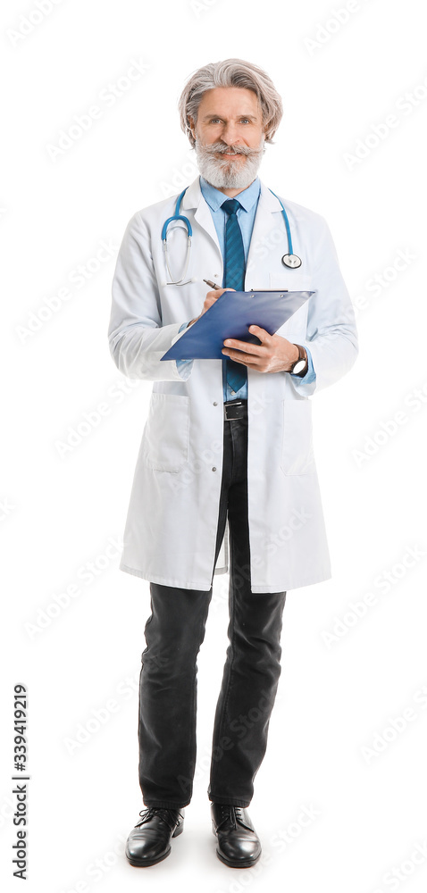 Portrait of senior male doctor on white background Portrait of senior male doctor on white background