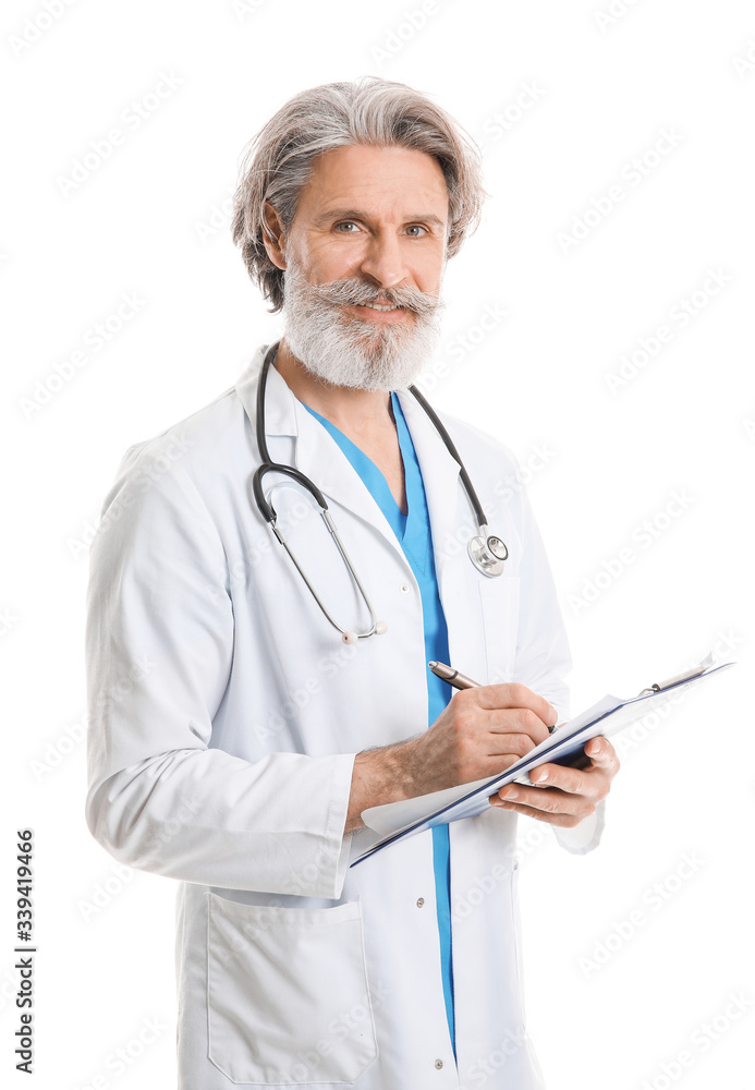 Portrait of senior male doctor on white background Portrait of senior male doctor on white background