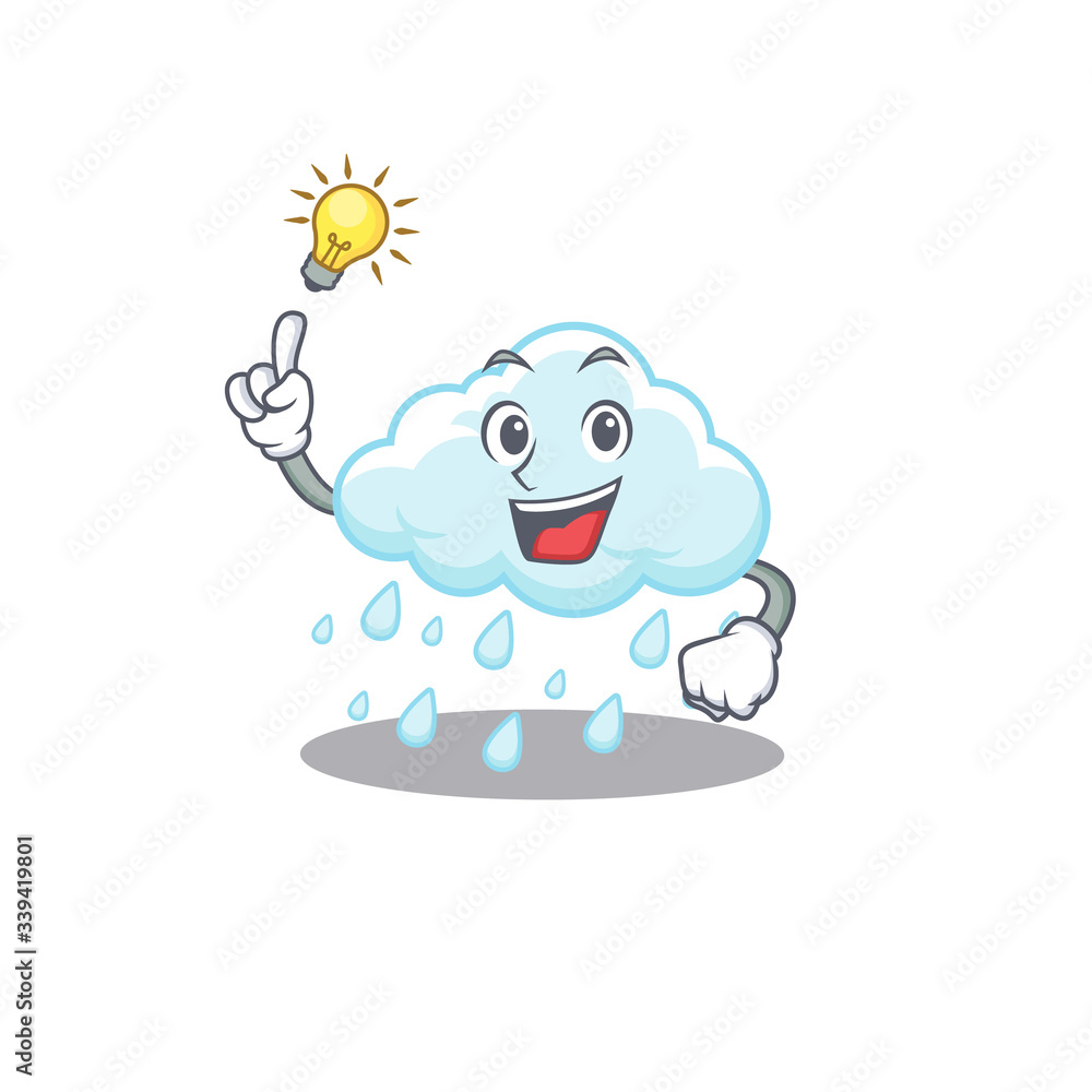 Mascot character design of cloudy rainy with has an idea smart gesture Mascot character design of cloudy rainy with has an idea smart gesture