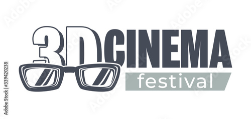 3d cinema festival monochrome banner, movies fest presentation