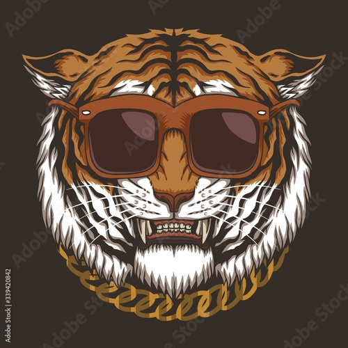 Tiger head eyeglasses vector illustration