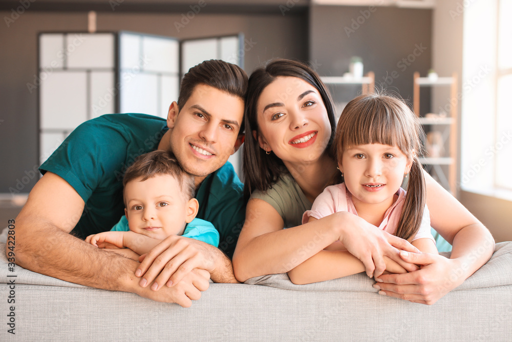 Portrait of happy family at home Portrait of happy family at home