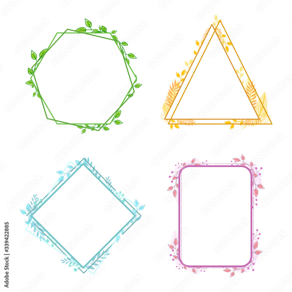 set of floral frame hand drawn on white background. set of floral frame hand drawn on white background.