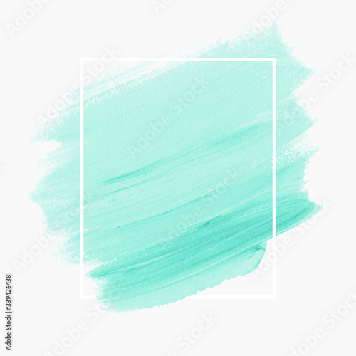 Aqua mint brush paint watercolor abstract background design vector. Perfect painted design for headline, logo and sale banner. 