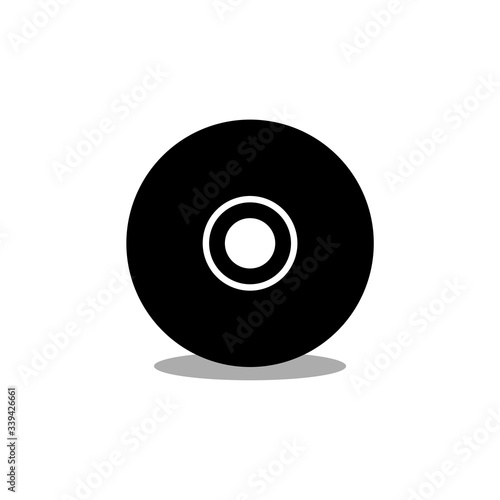 Black CD or DVD disk icon isolated on white background