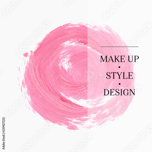 Pink paint messy round background - Vector. Make up style design. Creative logo textured artwork. Abstract idea.
