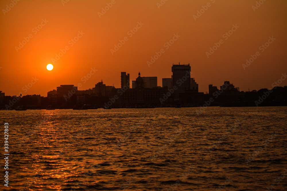 sunset over the city