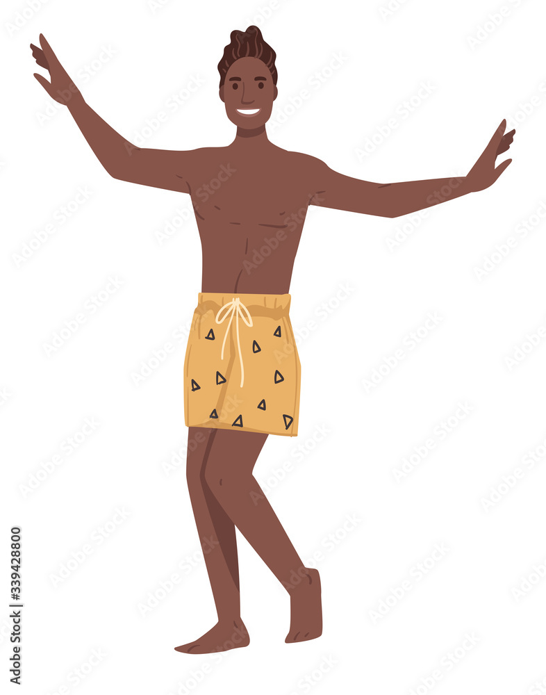 Man in swimming shirts on summer vacation vector Man in swimming shirts on summer vacation vector