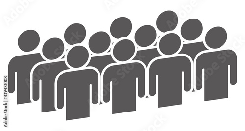 四列に並んでいる人々