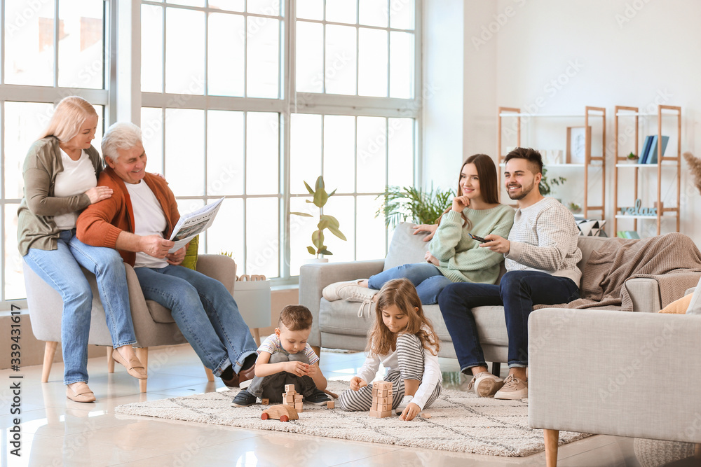 Fototapeta premium Big family spending time together at home