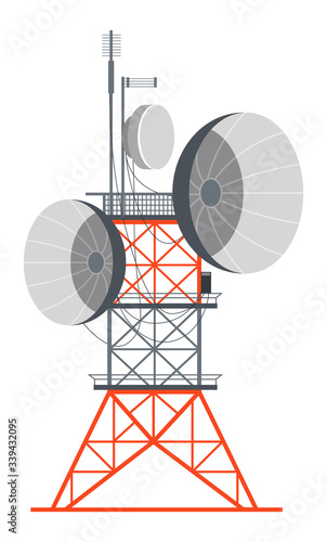 Tower with wires, power station or telecommunication receiver