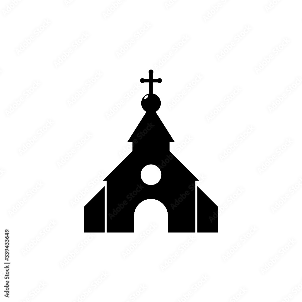 Black Church building icon isolated on white background