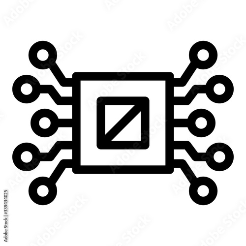 Ai processor icon. Outline ai processor vector icon for web design isolated on white background