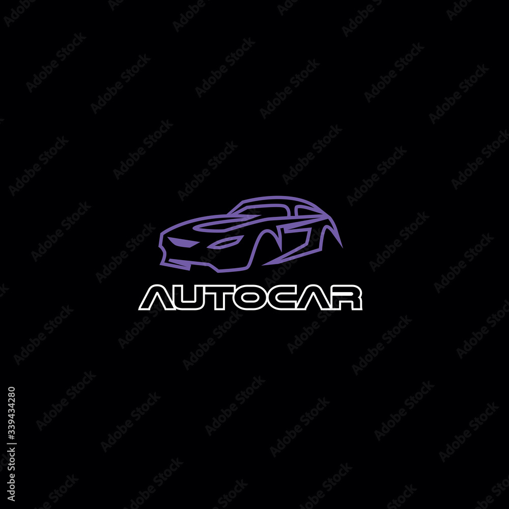 retro neon style car logo.  simple icon, template design