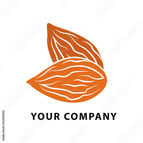Almond colorful logo template. Plant vector design. Eco food illustration