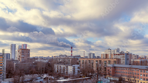 Cityscape panorama of a residential district in Moscow