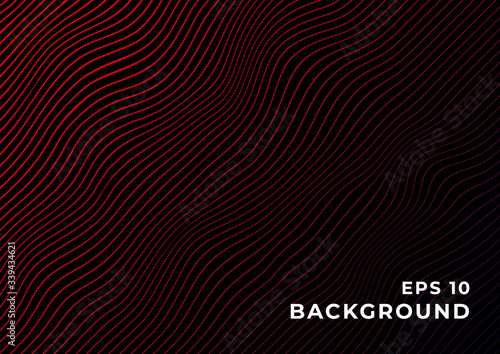 Obraz na płótnie Black background with wavy red gradient lines. Design for banner, wallpaper, website and other graphics. Eps 10. w salonie