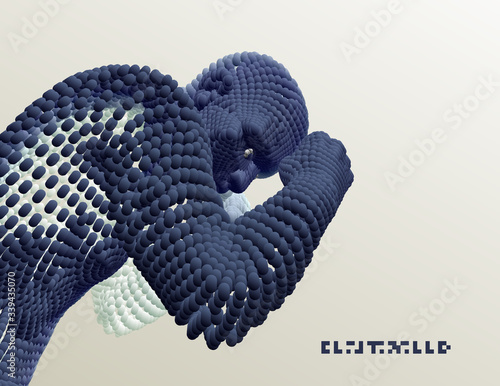 Boxer. Fighting man. Sport symbol. Vector illustration composed of particles.