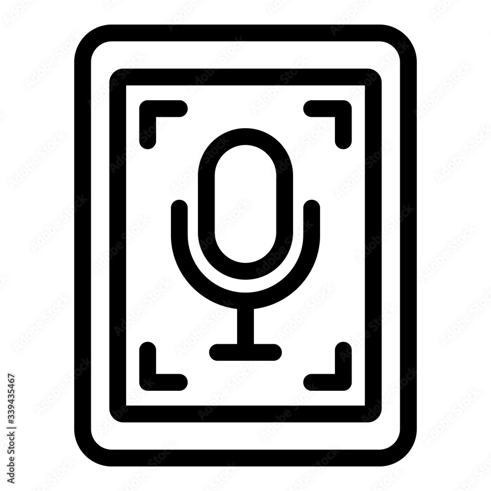 Tablet audio record icon. Outline tablet audio record vector icon for web design isolated on white background Tablet audio record icon. Outline tablet audio record vector icon for web design isolated on white background