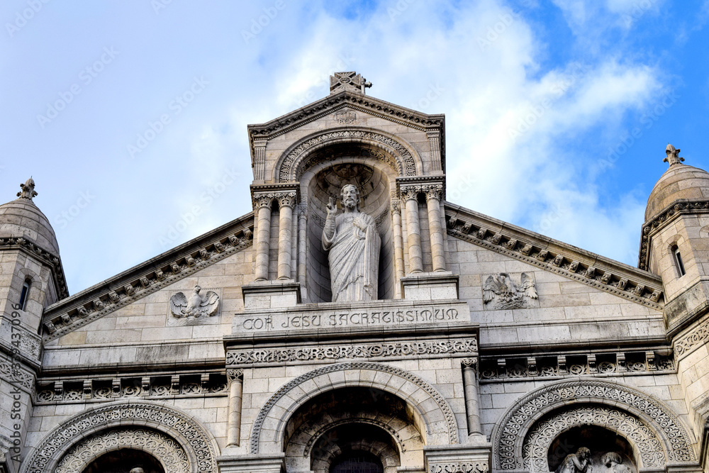 Facade detail of the Basilica of the Sacred Heart (Sacre Cœur Basilica) Montmartre, Paris, France