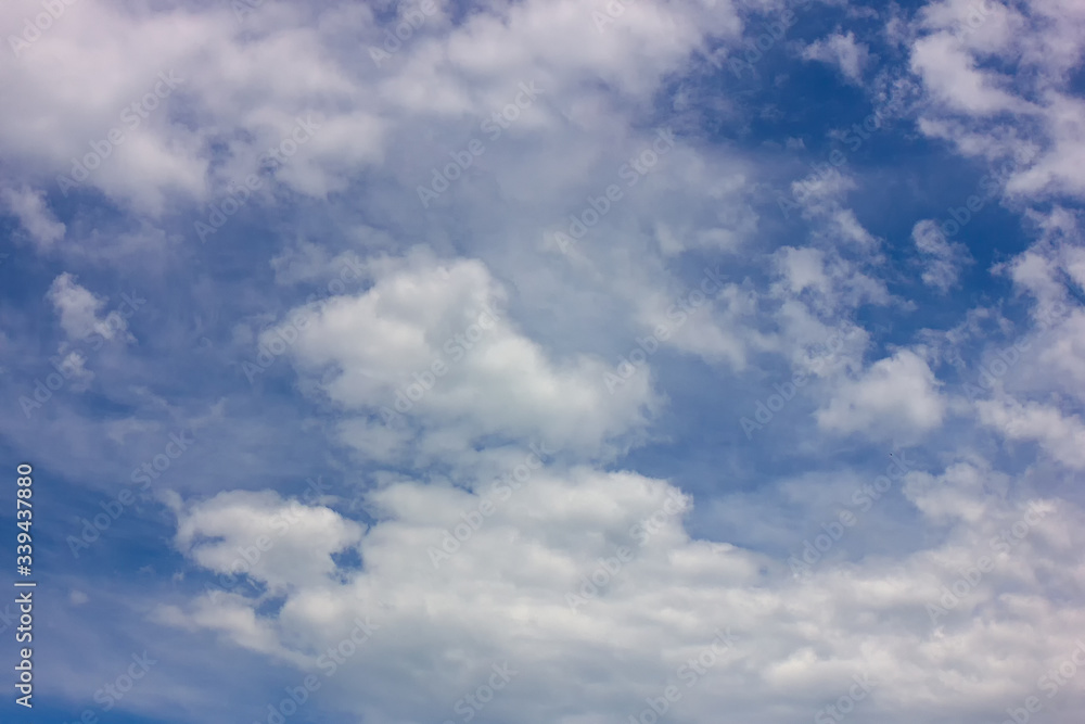 .Clouds in the firmament, evening sunset, clear Sunny day.