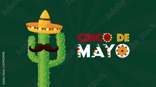 cinco de mayo celebration mexican with cactus using hat