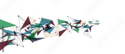 Line points connections, triangular technology design. Abstract geometric background