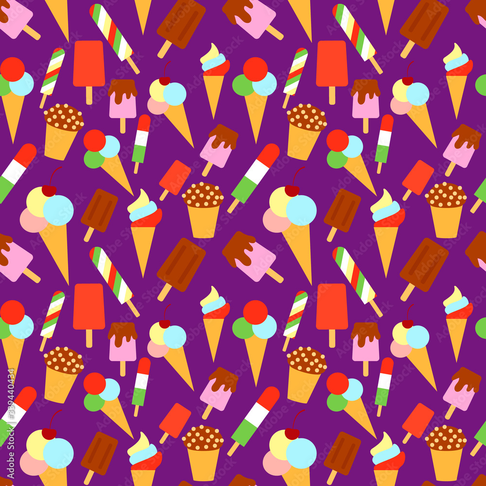 seamless background with ice cream on violet seamless background with ice cream on violet
