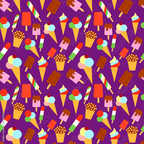 seamless background with ice cream on violet