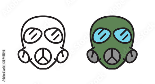 Gas mask icon. Respirator linear symbol in the vector.