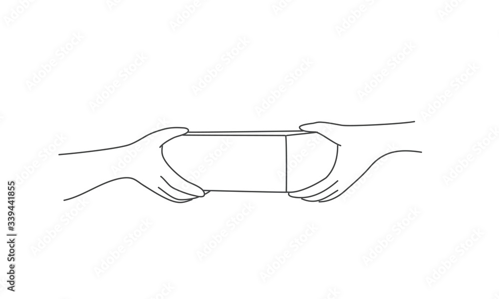 Obraz premium Concept package delivery. Line drawing vector illustration.