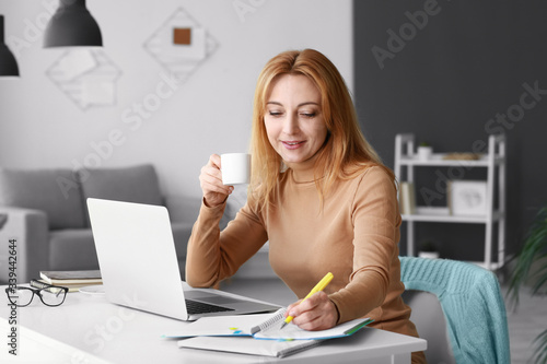 Mature woman using laptop f...