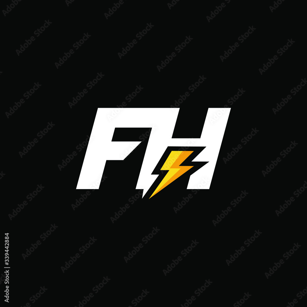 Initial Letter FH with Lightning Initial Letter FH with Lightning