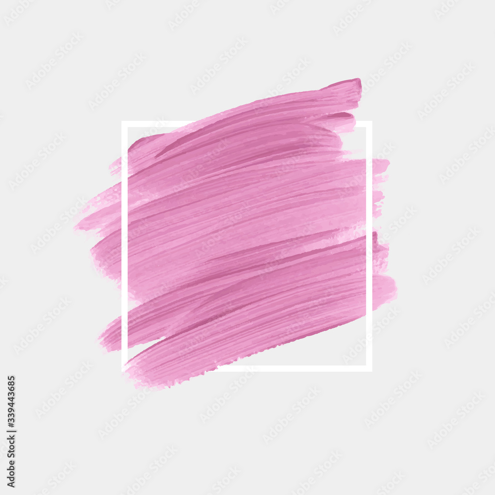 Logo brush painted watercolor abstract background design illustration vector over square frame. Perfect acrylic design for headline, logo and sale banner. 