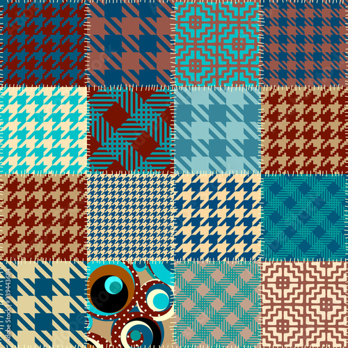 Patchwork textile pattern. Seamless quilting design background.
